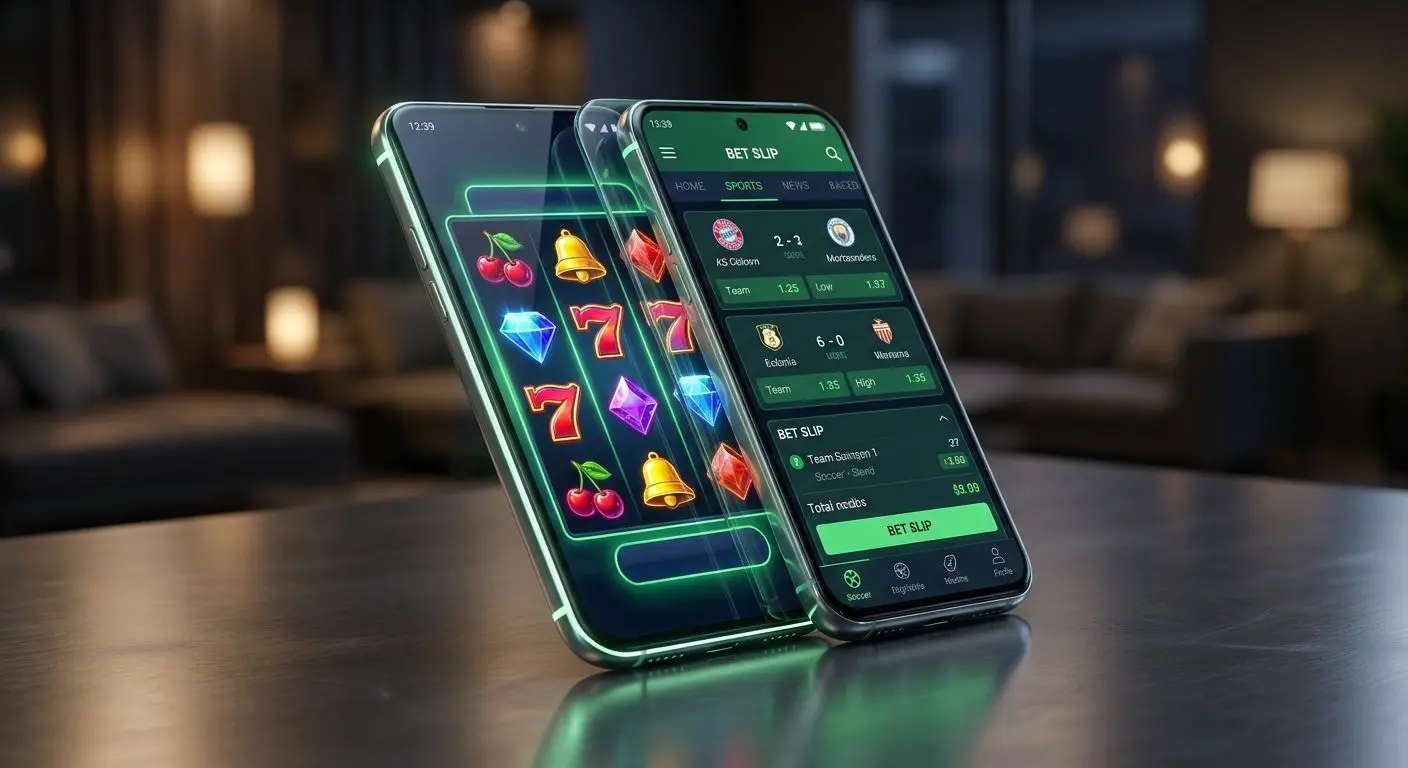 Telemóvel com ecrãs da app Solverde para casino e apostas desportivas