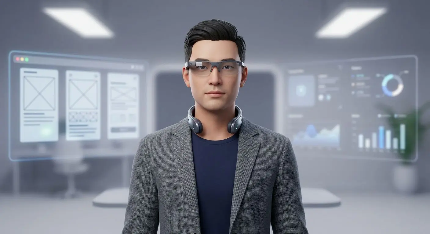 Avatar profissional ilustrativo de especialista em experiência digital