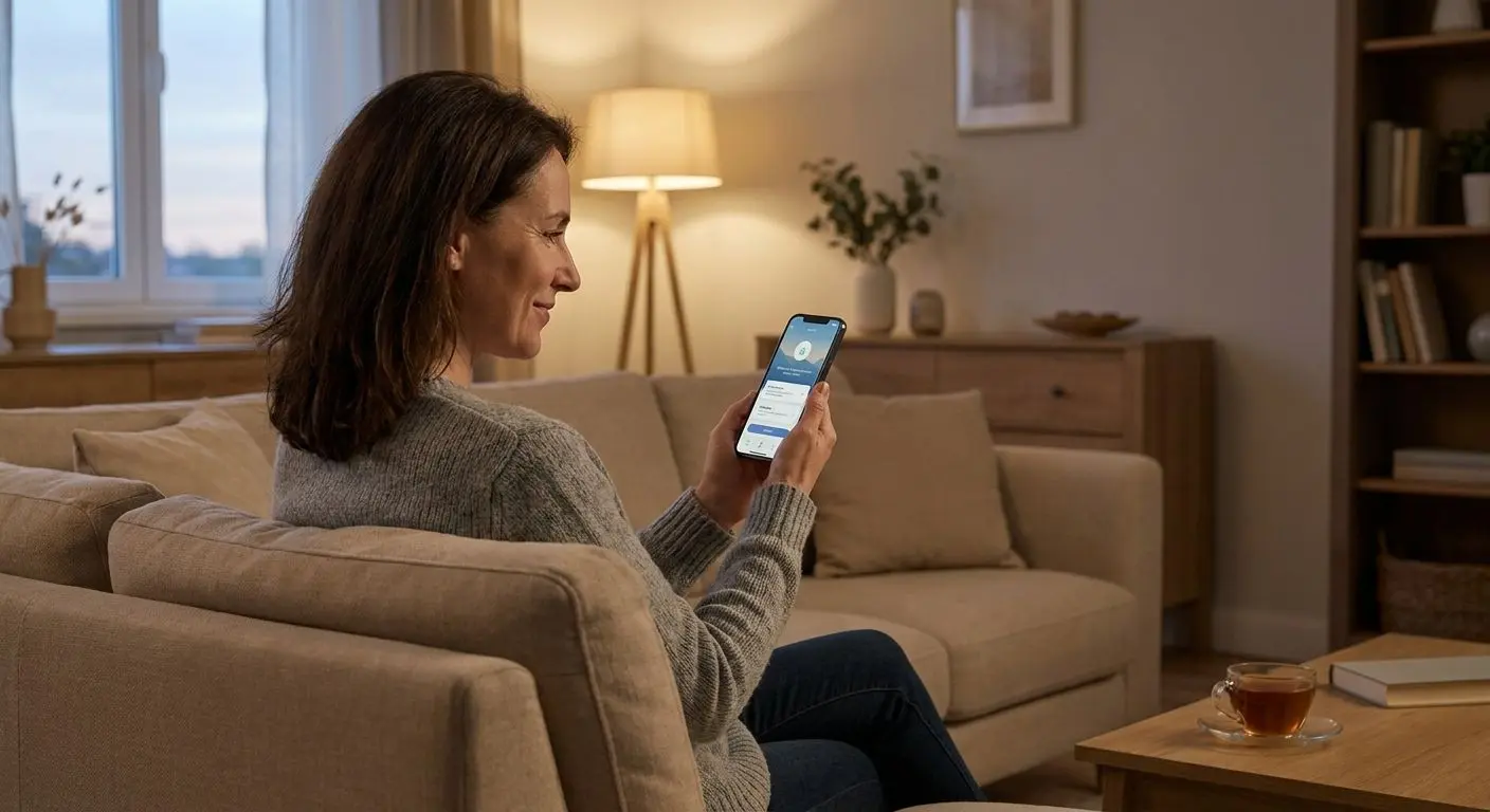 Utilização responsável da app no telemóvel em ambiente calmo