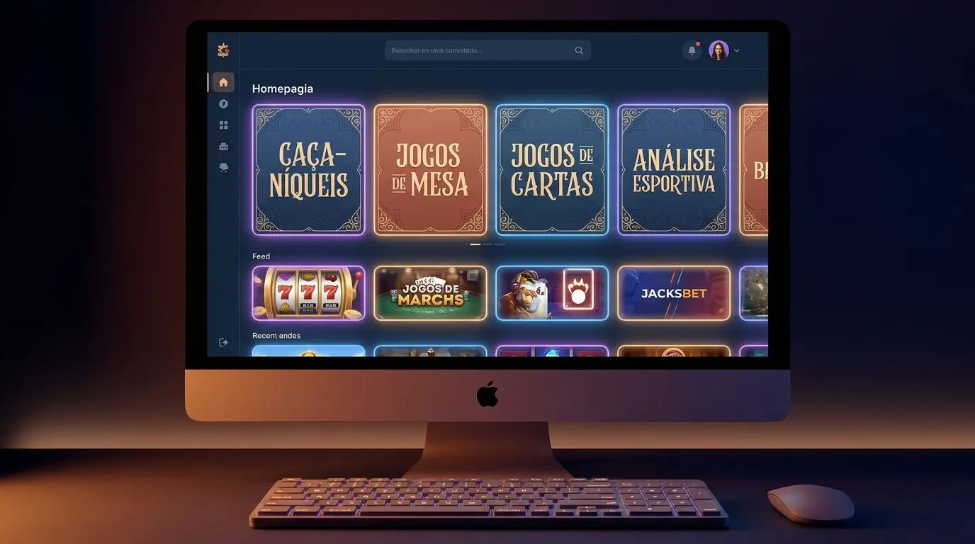 Interface inicial com v&aacute;rias categorias de jogos online em destaque