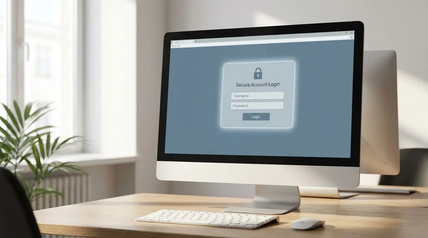 Interface de site em desktop com área de login em destaque