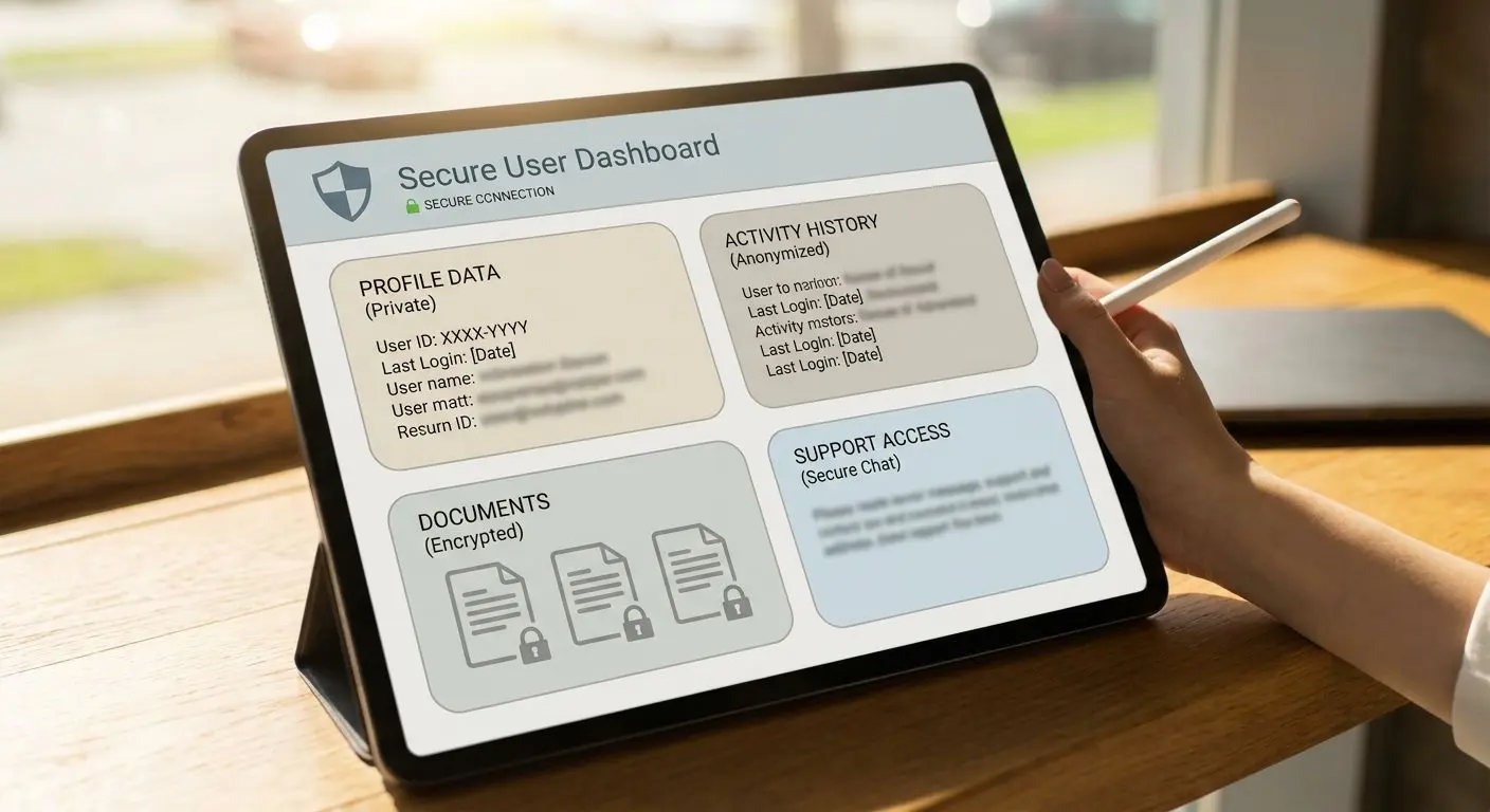 Painel de conta com áreas de informações do jogador